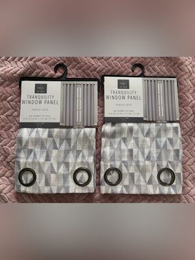 Tranquility by Colorado Clothing Geometric Sheer Window Panels in Gray and White